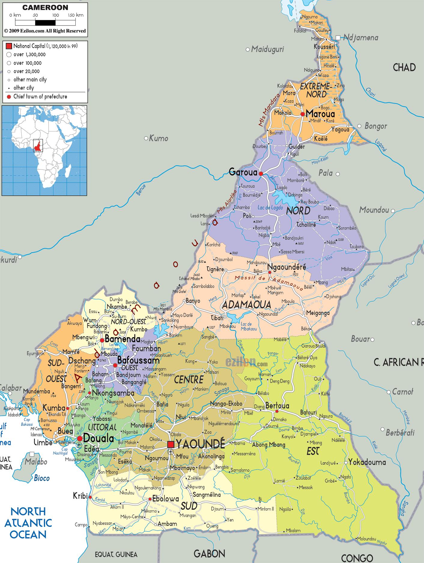 カメルーンの地域地図 カメルーン 地図 地域 中央アフリカ アフリカ