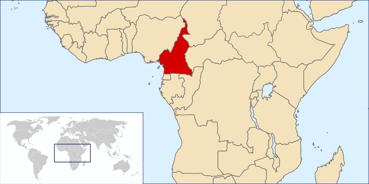 カメルーンの場所が世界の地図