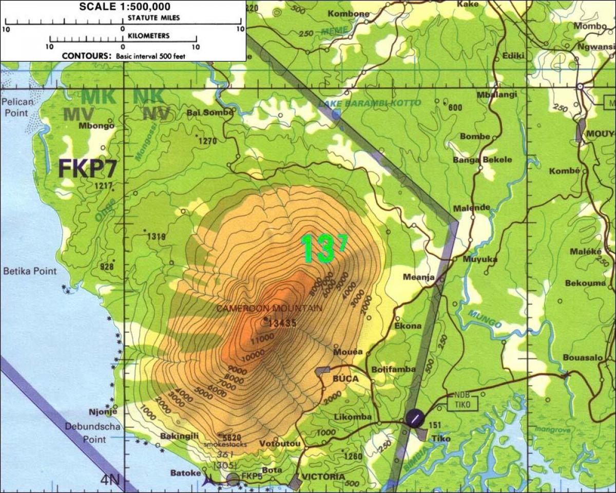 カメルーン山地図